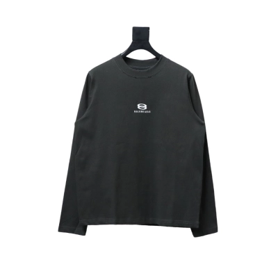 Balenciaga Embroidered Double Ring Long-Sleeved T-shirt Black 01
