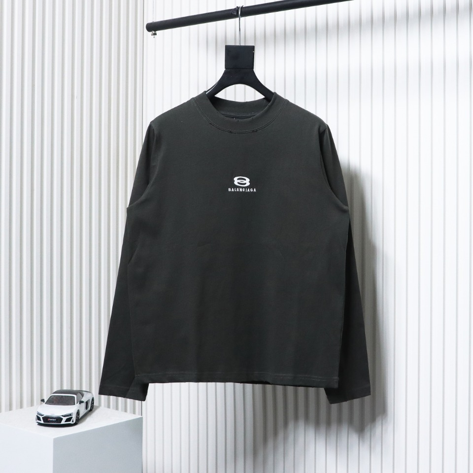 Balenciaga Embroidered Double Ring Long-Sleeved T-shirt Black