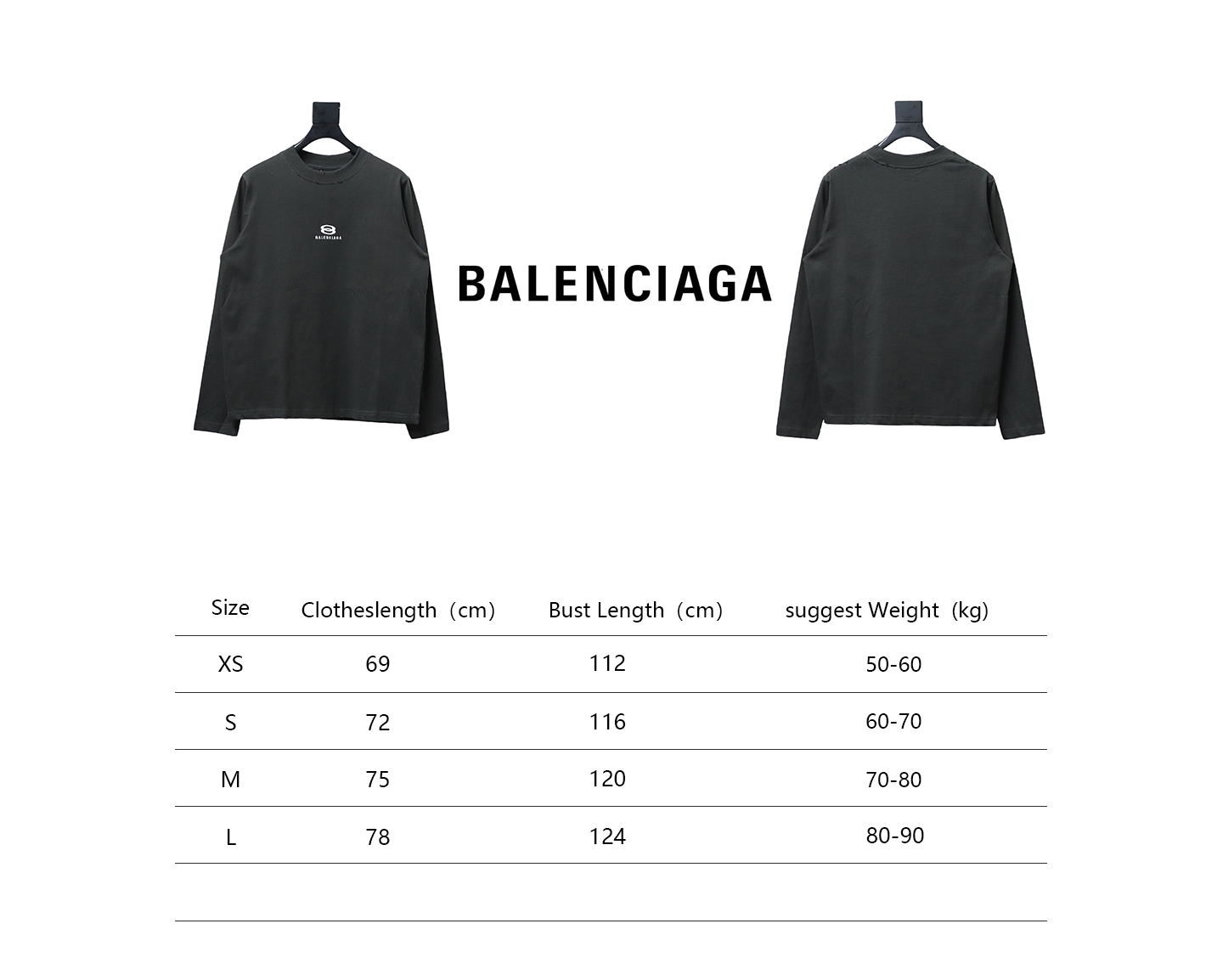Balenciaga Embroidered Double Ring Long-Sleeved T-shirt Black