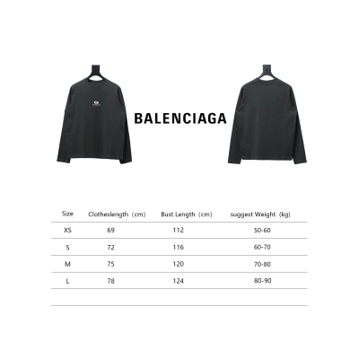 Balenciaga Embroidered Double Ring Long-Sleeved T-shirt Black 02