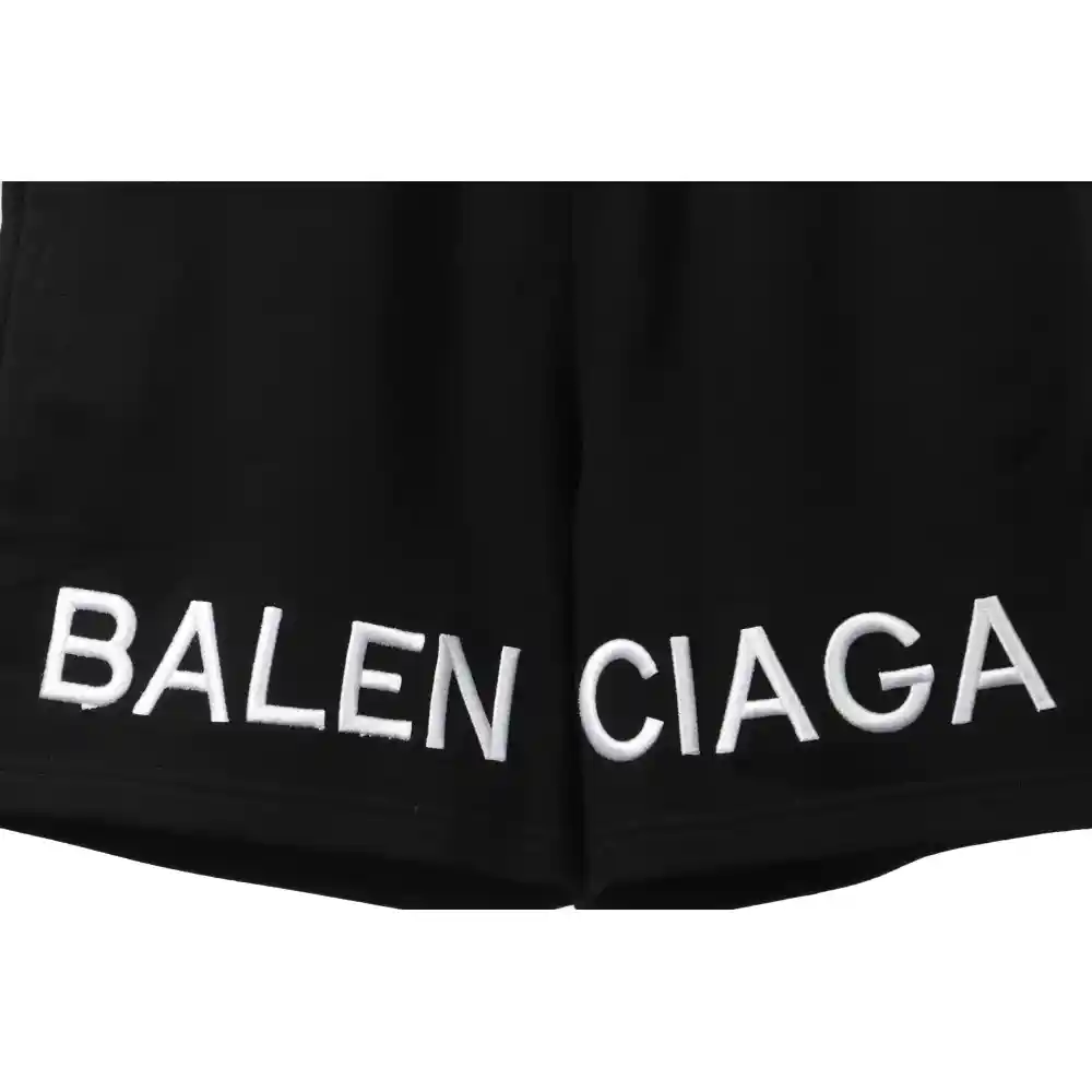 Balenciaga Embroidered Lettering Shorts Black