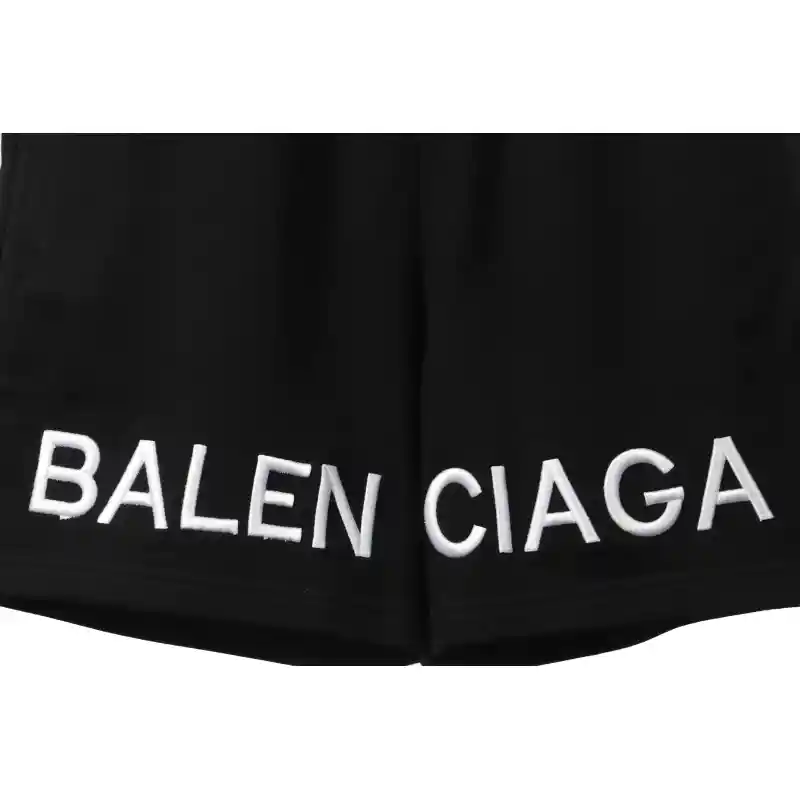 Balenciaga Embroidered Lettering Shorts Black