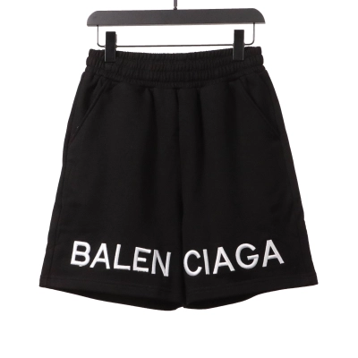 Balenciaga Embroidered Lettering Shorts Black 01