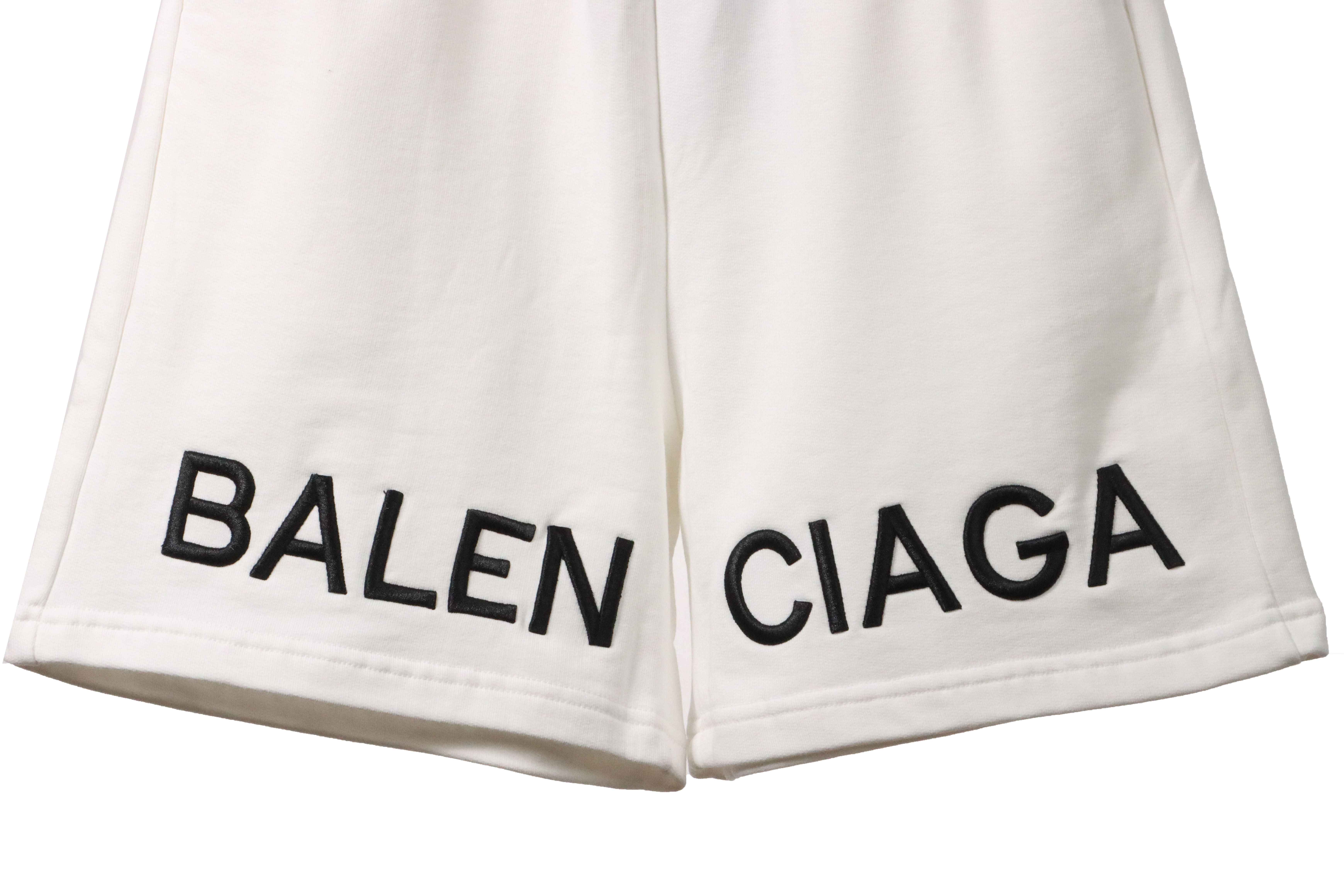 Balenciaga Embroidered Lettering Shorts White