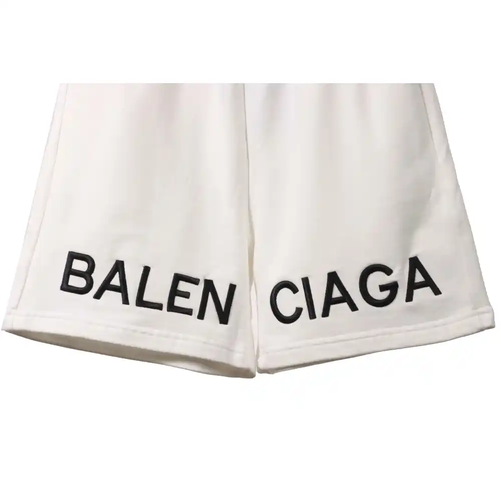 Balenciaga Embroidered Lettering Shorts White