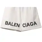 Balenciaga Embroidered Lettering Shorts White