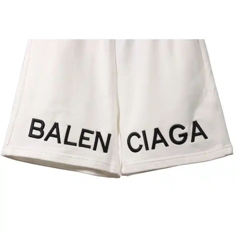 Balenciaga Embroidered Lettering Shorts White