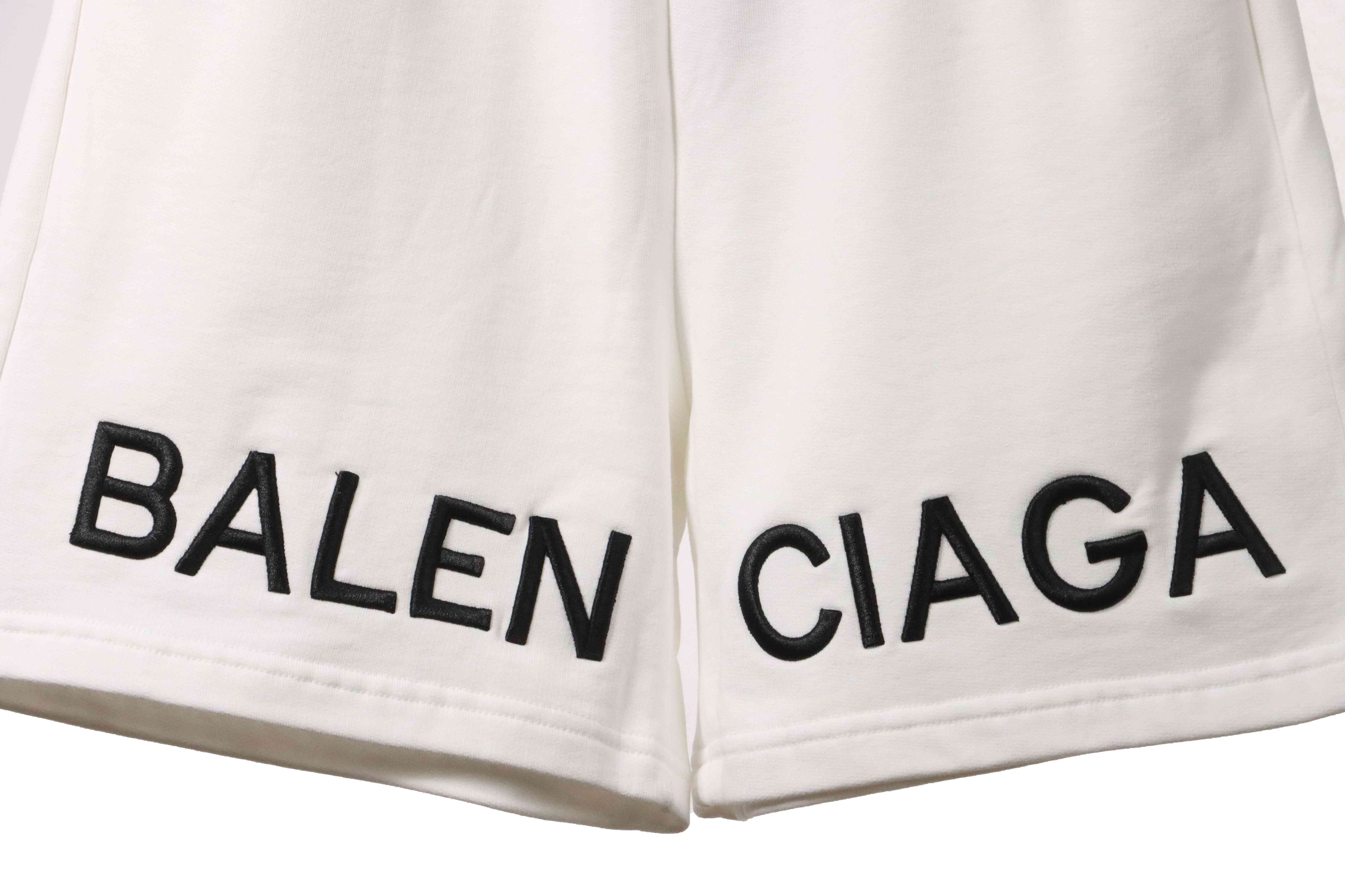 Balenciaga Embroidered Lettering Shorts White