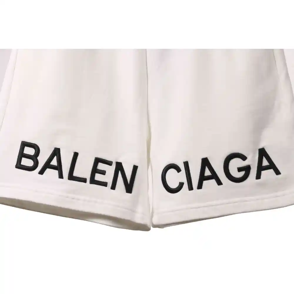 Balenciaga Embroidered Lettering Shorts White