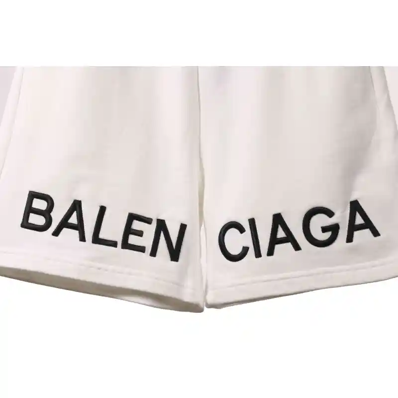 Balenciaga Embroidered Lettering Shorts White