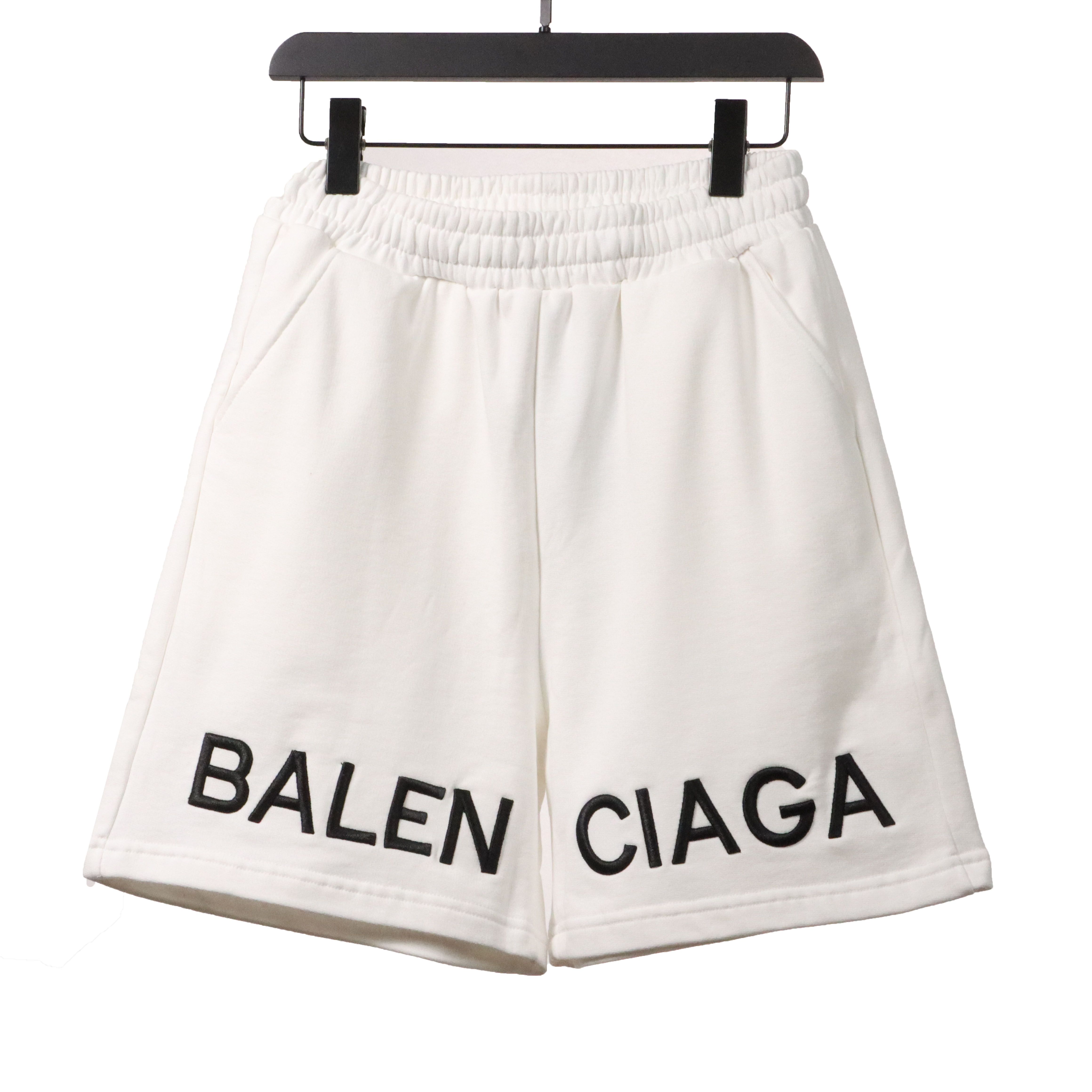 Balenciaga Embroidered Lettering Shorts White