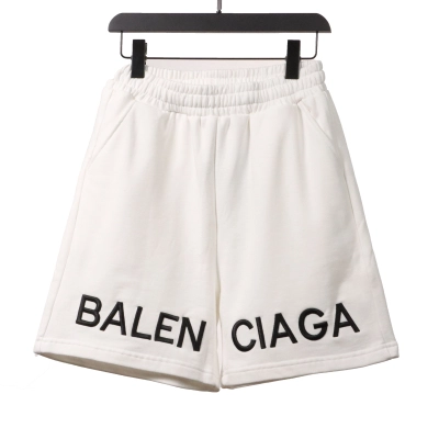 Balenciaga Embroidered Lettering Shorts White 01