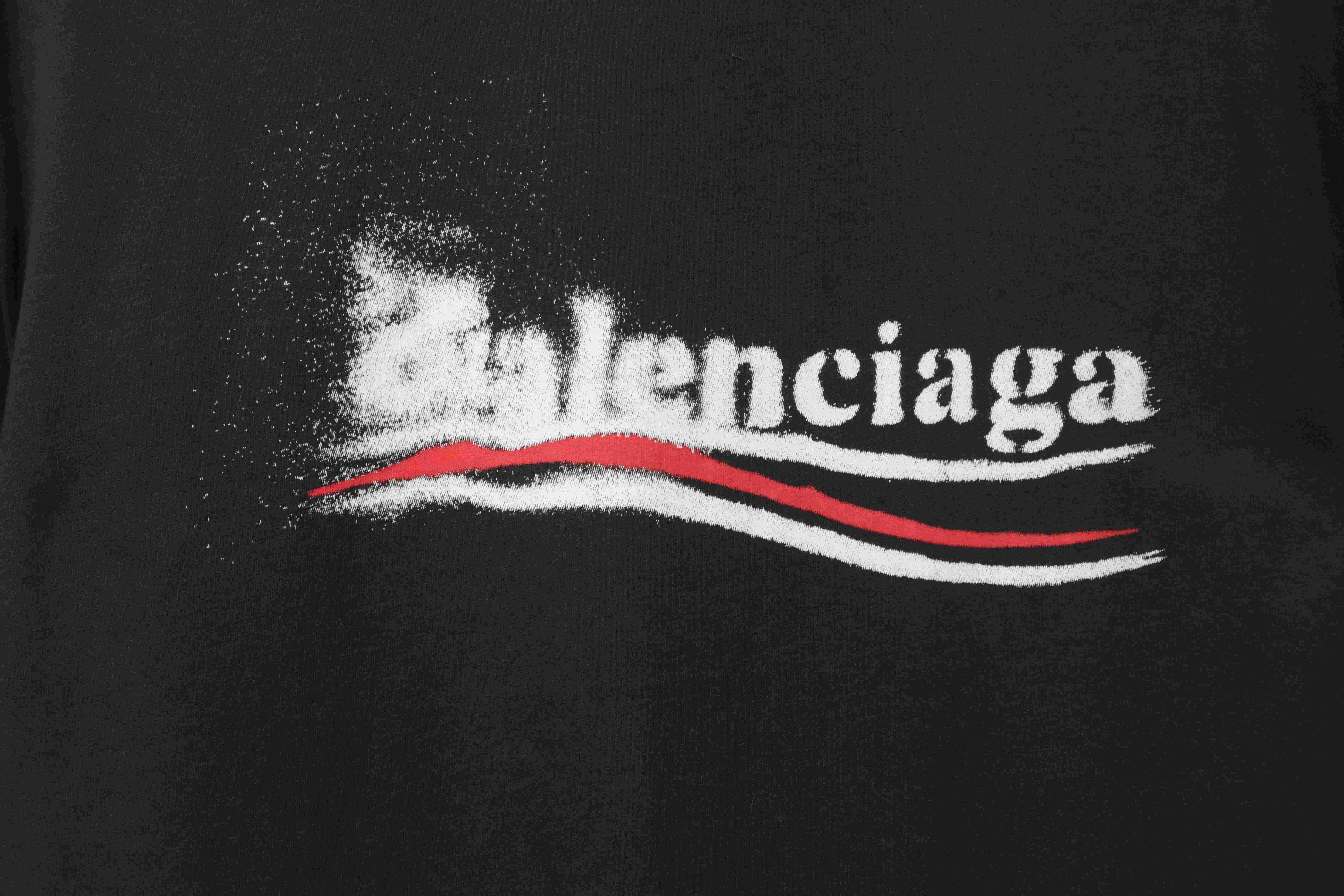 Balenciaga Fuzzy Coke Print Short Sleeve Dark Blue