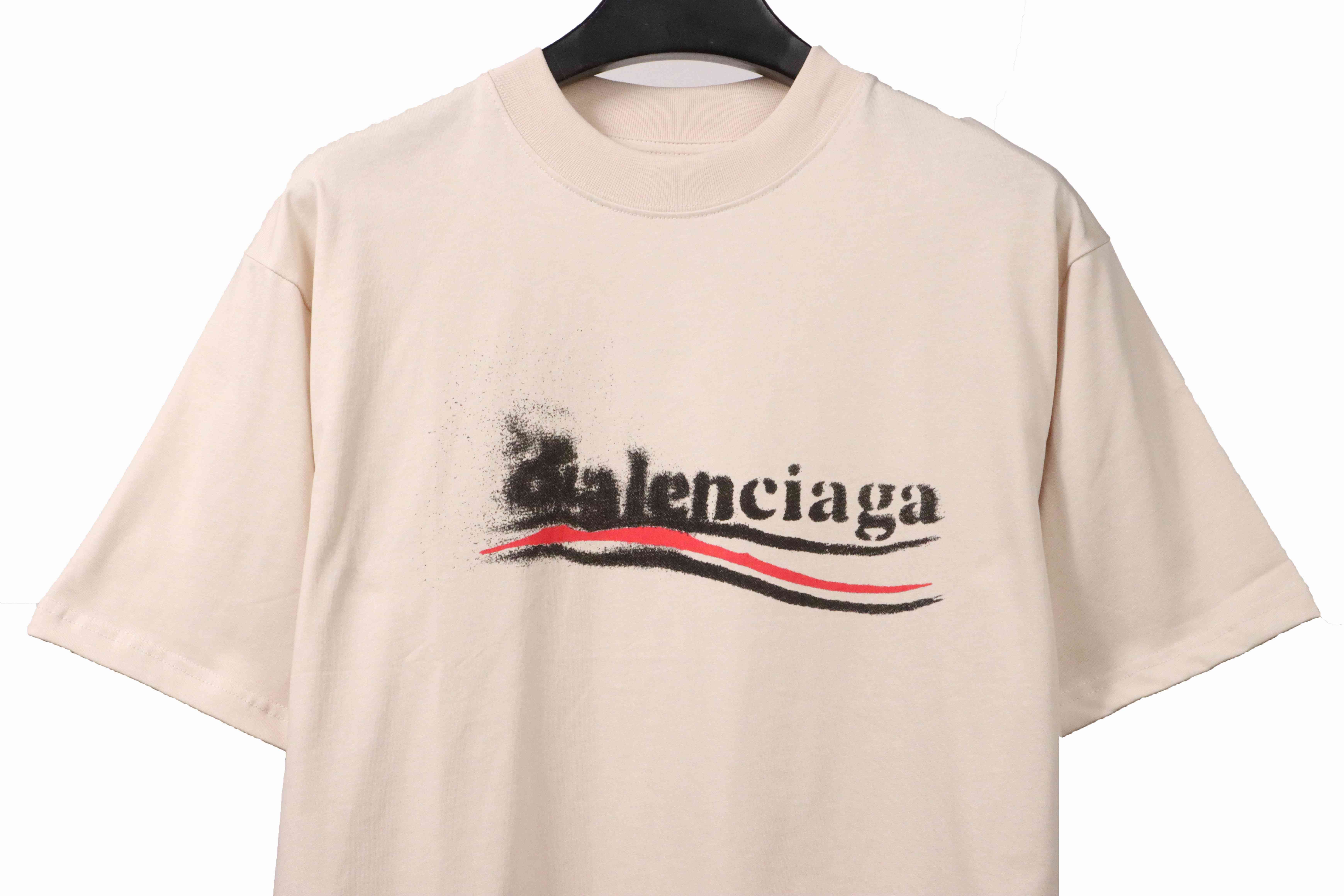Balenciaga Fuzzy Coke Print Short Sleeve White
