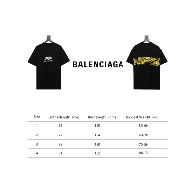 Balenciaga Gathering Print Back Tape Printed Short Sleeves Black 02