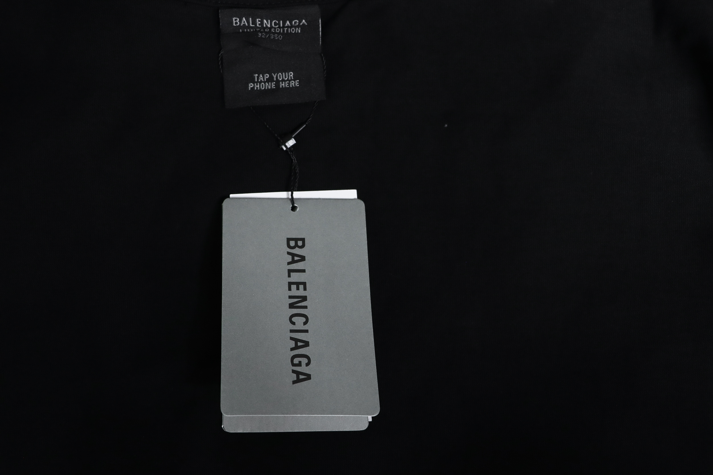Balenciaga Gathering Print Back Tape Printed Short Sleeves Black