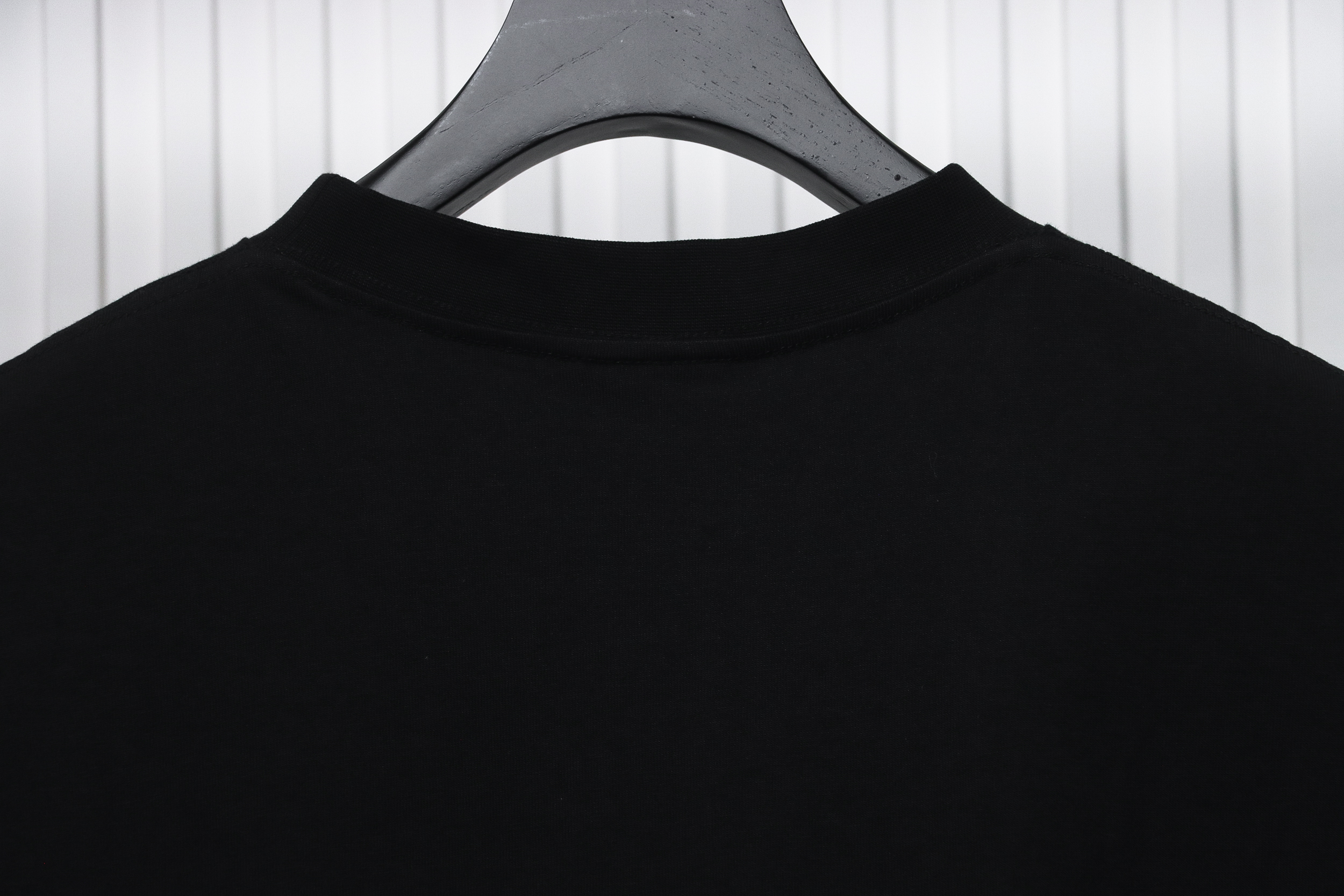 Balenciaga Gathering Print Back Tape Printed Short Sleeves Black