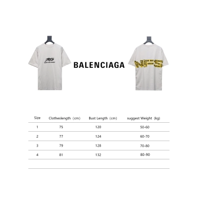 Balenciaga Gathering Print Back Tape Printed Short Sleeves White 02