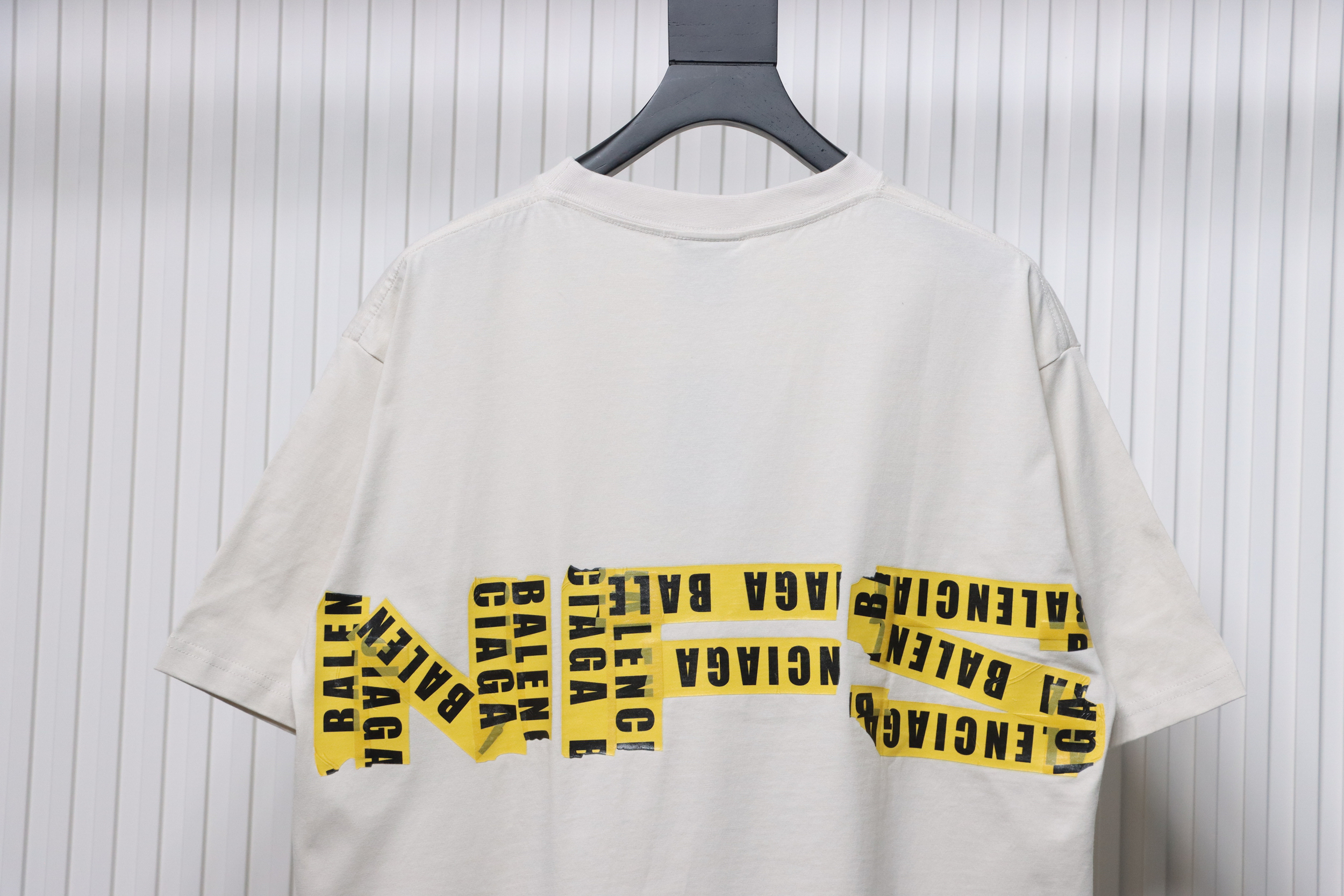 Balenciaga Gathering Print Back Tape Printed Short Sleeves White