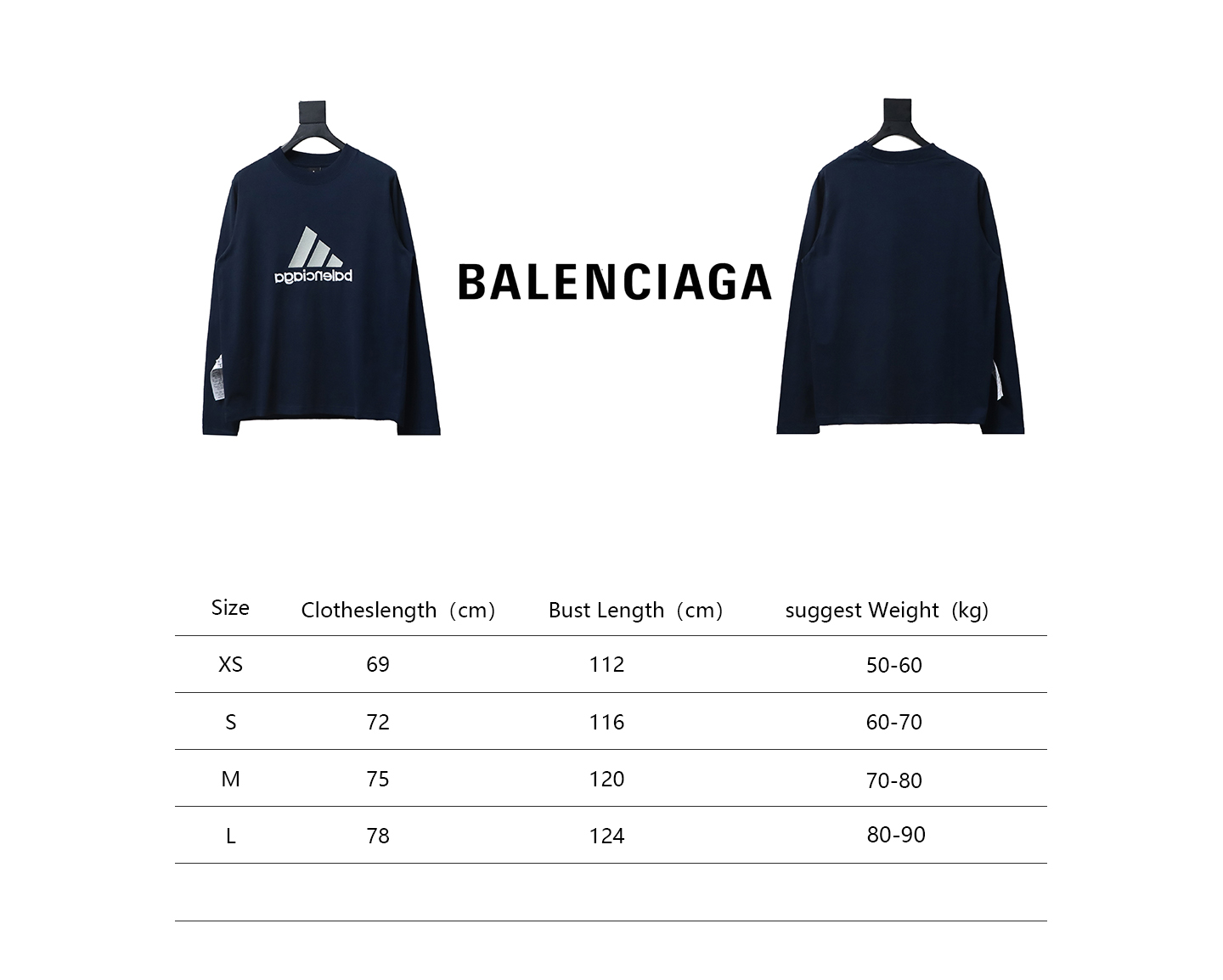 Balenciaga Joint Art Embroidered Long-Sleeved T-shirt Blue