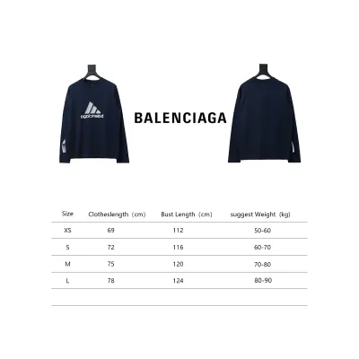 Balenciaga Joint Art Embroidered Long-Sleeved T-shirt Blue 02