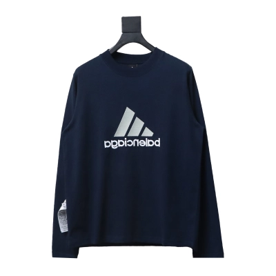 Balenciaga Joint Art Embroidered Long-Sleeved T-shirt Blue 01