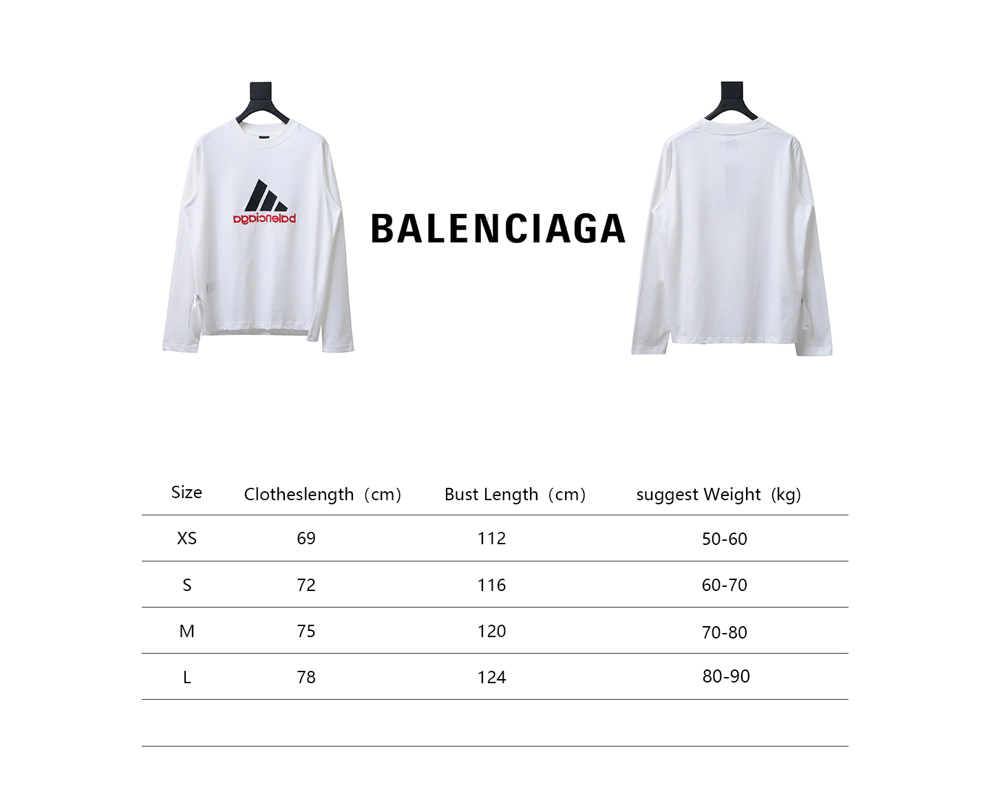 Balenciaga Joint Art Embroidered Long-Sleeved T-shirt White