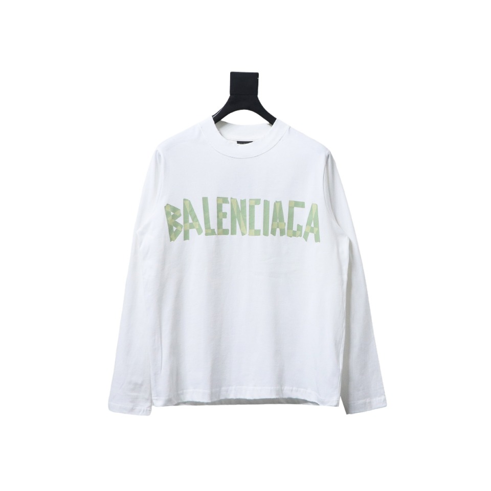 Balenciaga Masking Tape Crew Neck Long Sleeve T White