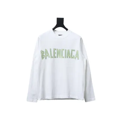 Balenciaga Masking Tape Crew Neck Long Sleeve T White 01