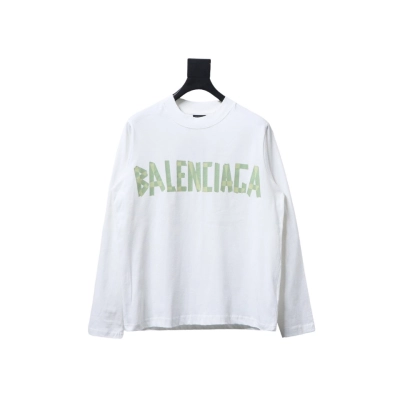 Balenciaga Masking Tape Crew Neck Long Sleeve T White 01