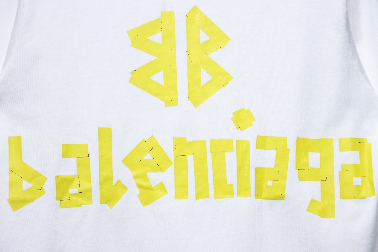 Balenciaga Masking Tape Crew Neck Long Sleeve T White