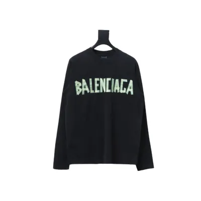 Balenciaga Masking Tape Crew Neck Long Sleeve T Black 01