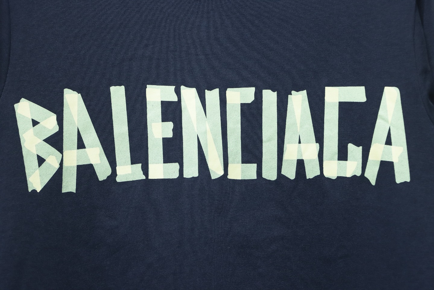 Balenciaga Masking Tape Crew Neck Long Sleeve T Dark Blue