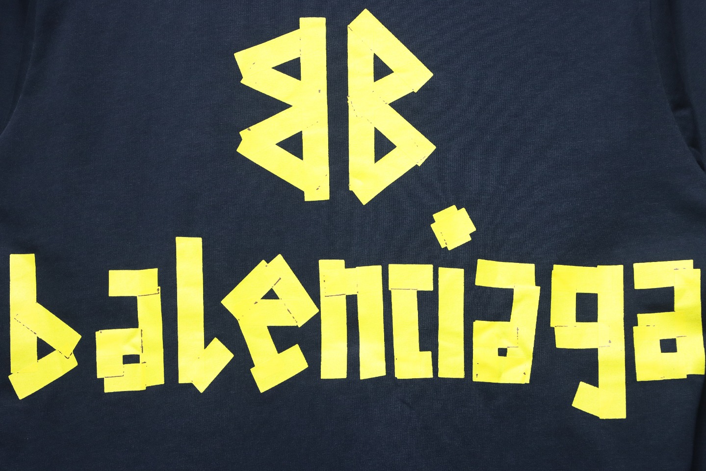 Balenciaga Masking Tape Crew Neck Long Sleeve T Dark Blue