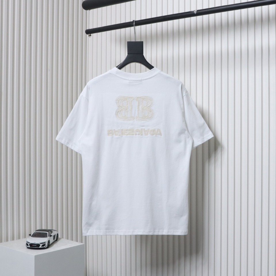 Balenciaga New BB Reverse Letter Embroidered Short-Sleeved T-shirt