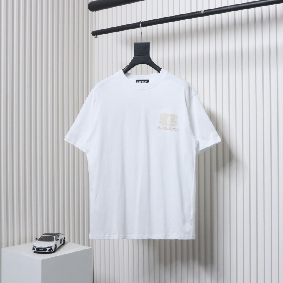Balenciaga New BB Reverse Letter Embroidered Short-Sleeved T-shirt