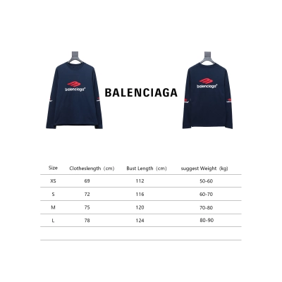 Balenciaga New M Logo LOGO Letter Embroidery Long Sleeves Blue 02
