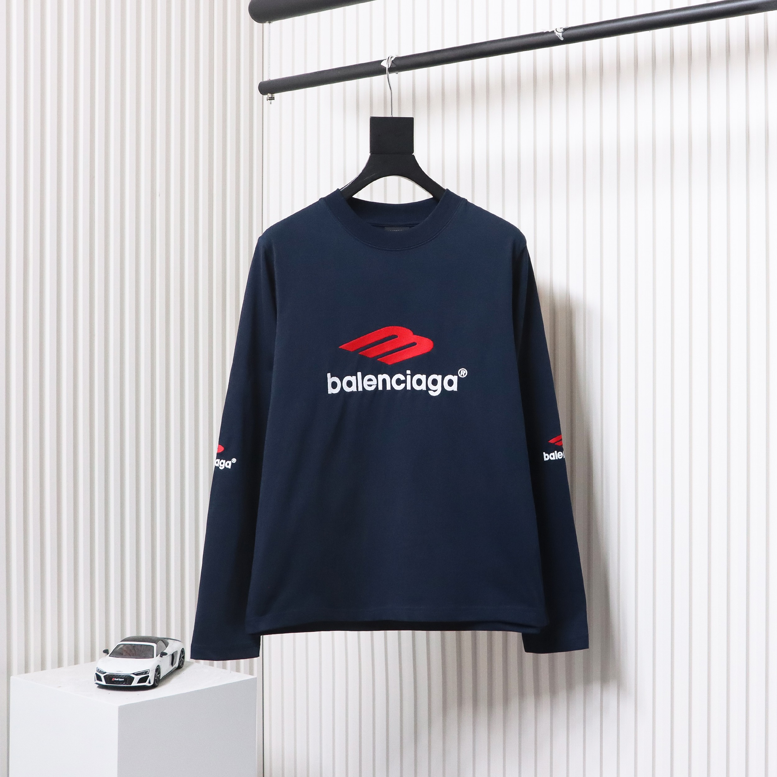 Balenciaga New M Logo LOGO Letter Embroidery Long Sleeves Blue