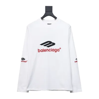 Balenciaga New M Logo LOGO Letter Embroidery Long Sleeves White 01