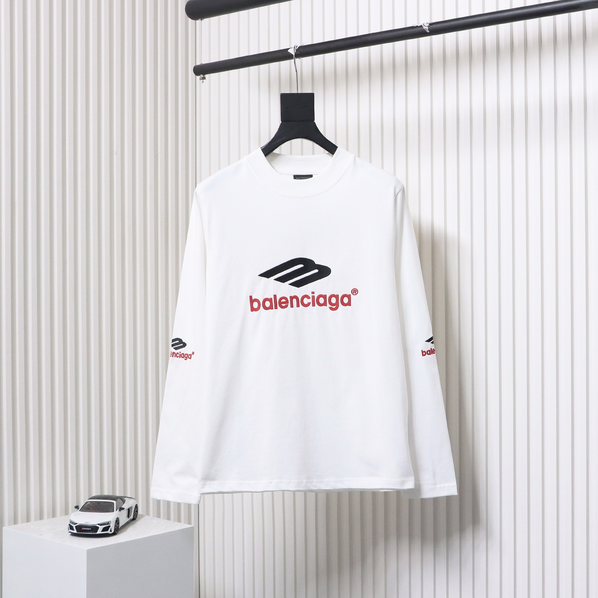 Balenciaga New M Logo LOGO Letter Embroidery Long Sleeves White