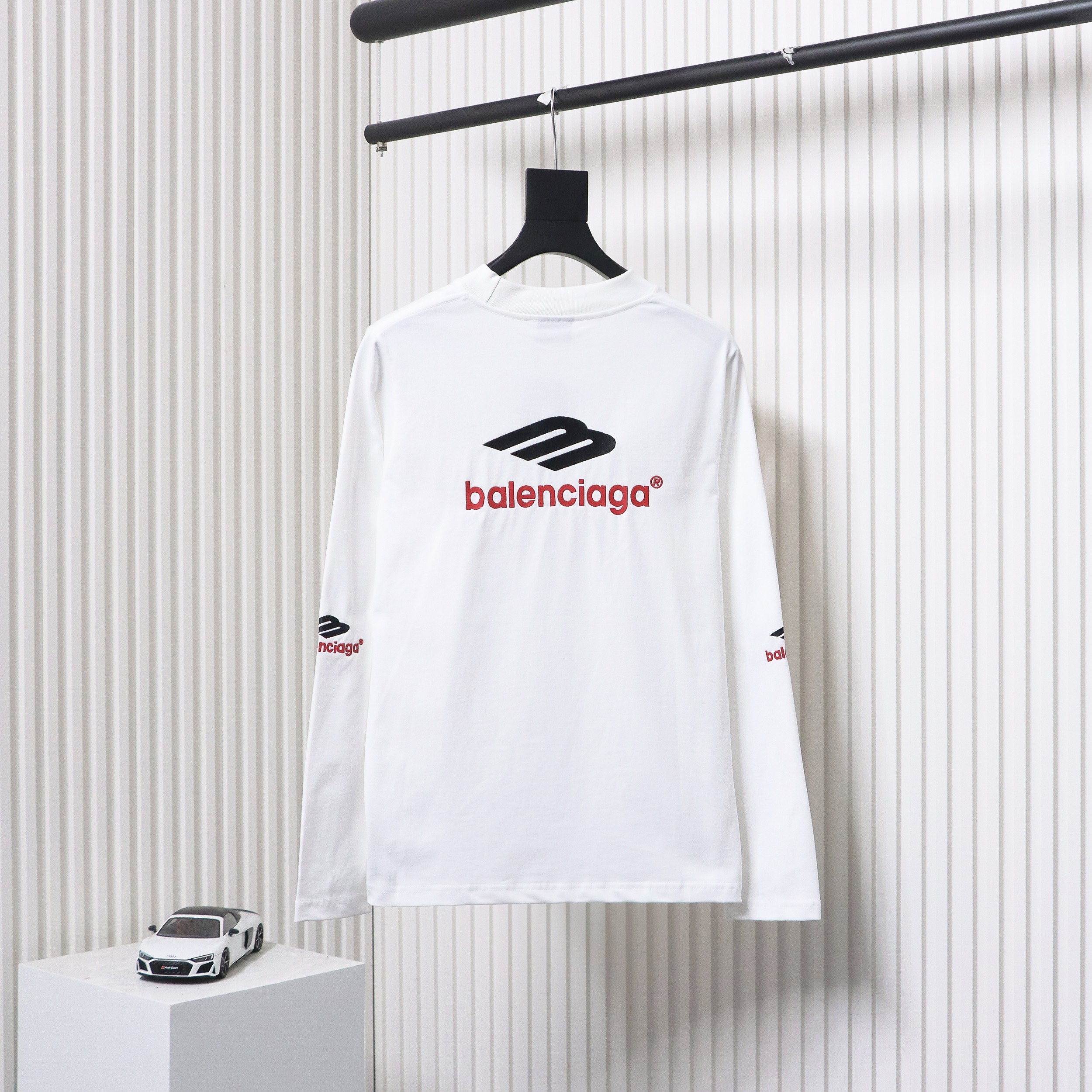 Balenciaga New M Logo LOGO Letter Embroidery Long Sleeves White