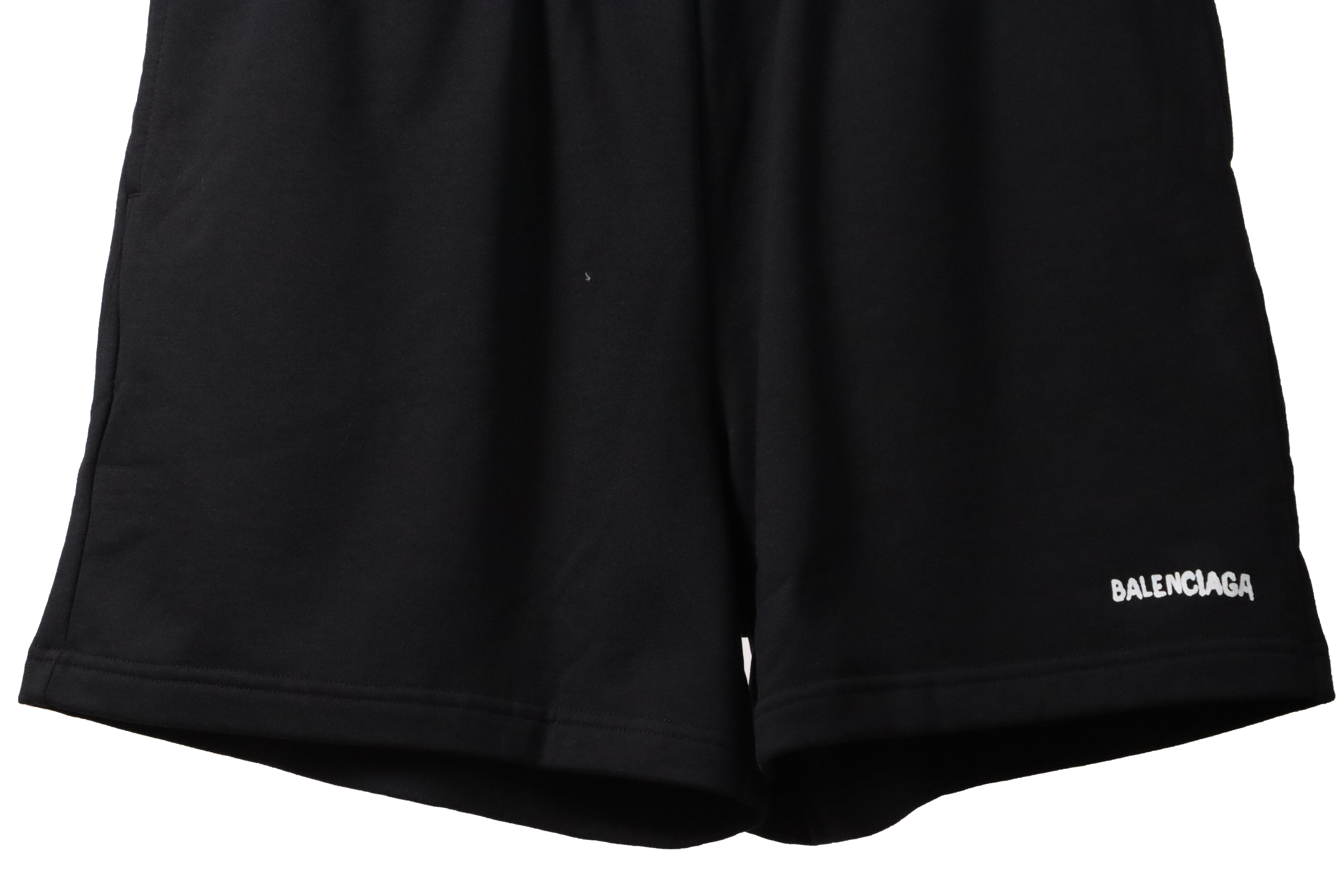 Balenciaga Reverse Logo Embroidered Lettering Shorts