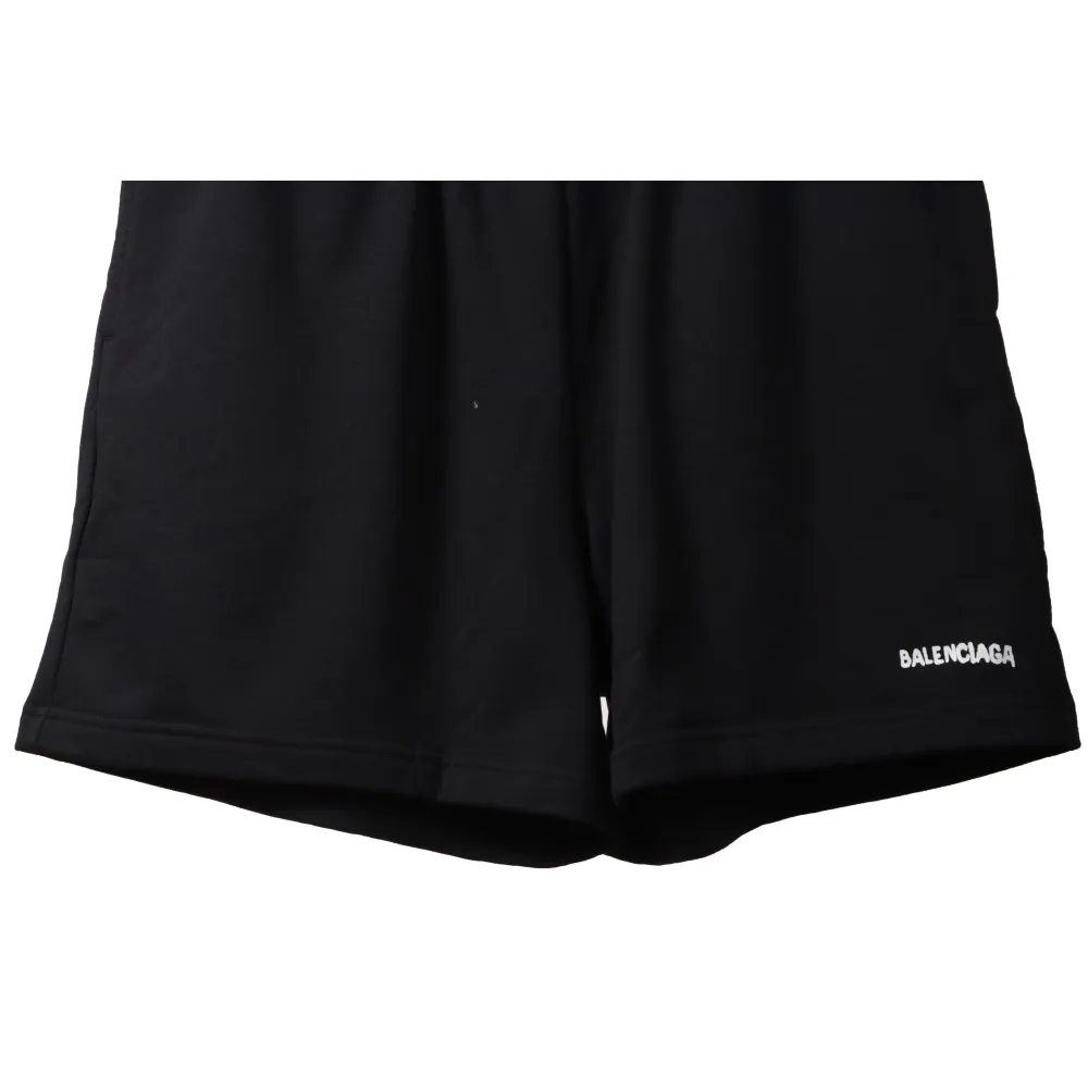 Balenciaga Reverse Logo Embroidered Lettering Shorts