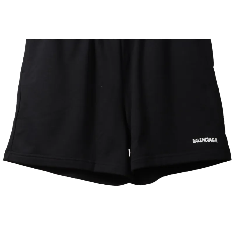 Balenciaga Reverse Logo Embroidered Lettering Shorts