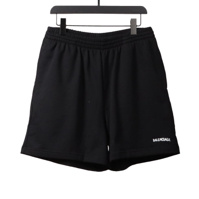 Balenciaga Reverse Logo Embroidered Lettering Shorts 01