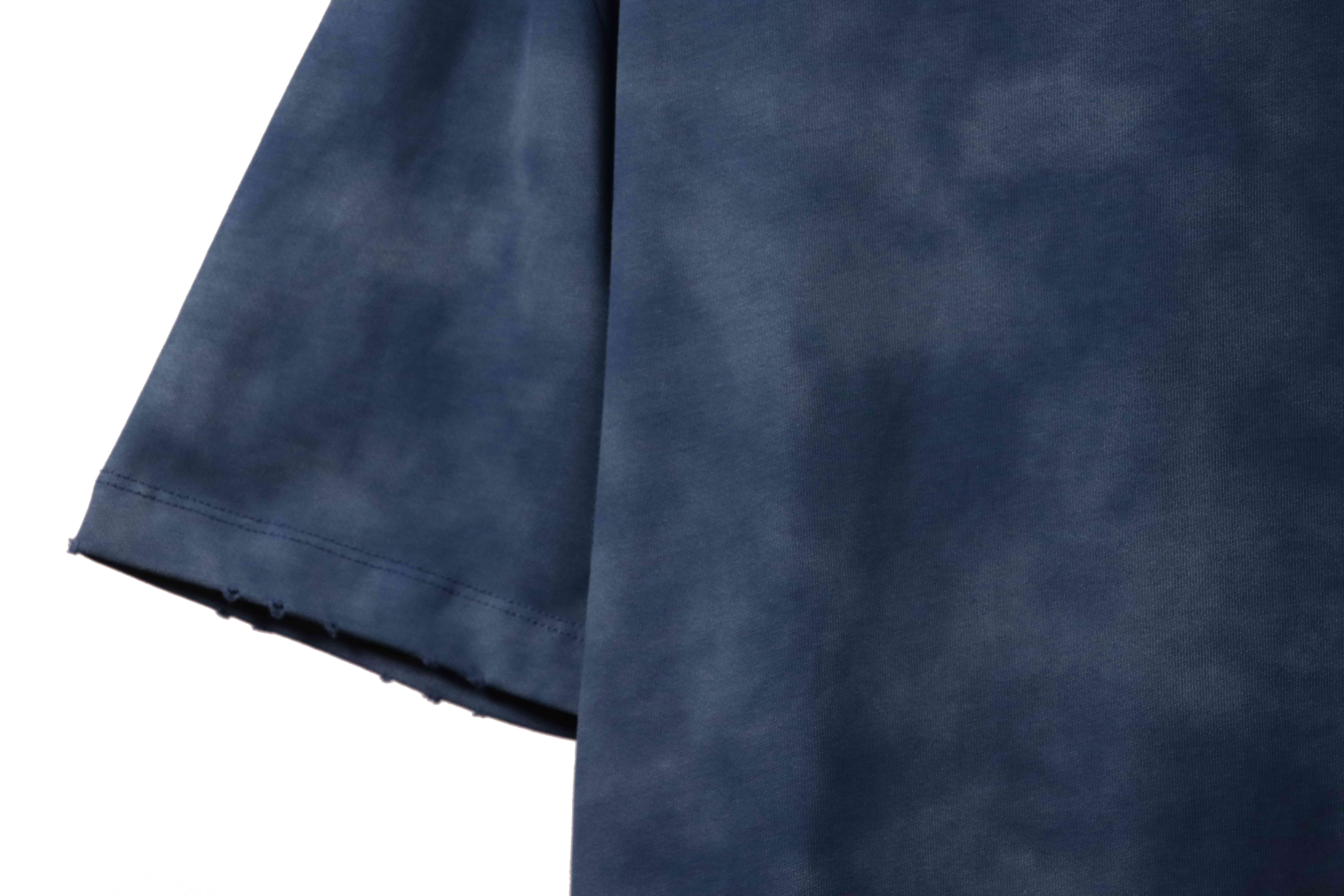 Balenciaga Rivet Pierced Washed Hole Short Sleeves Blue