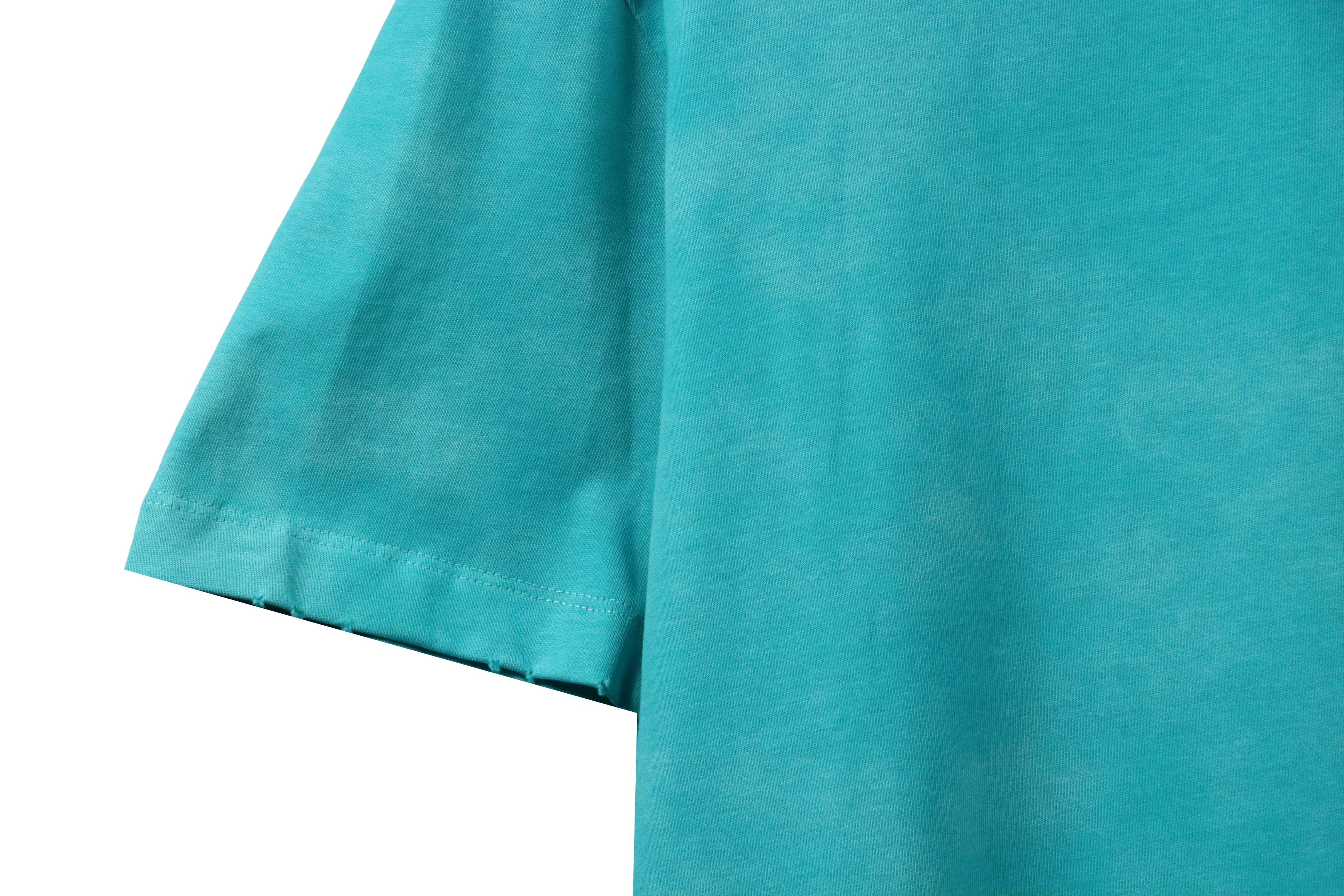 Balenciaga Rivet Pierced Washed Hole Short Sleeves Green