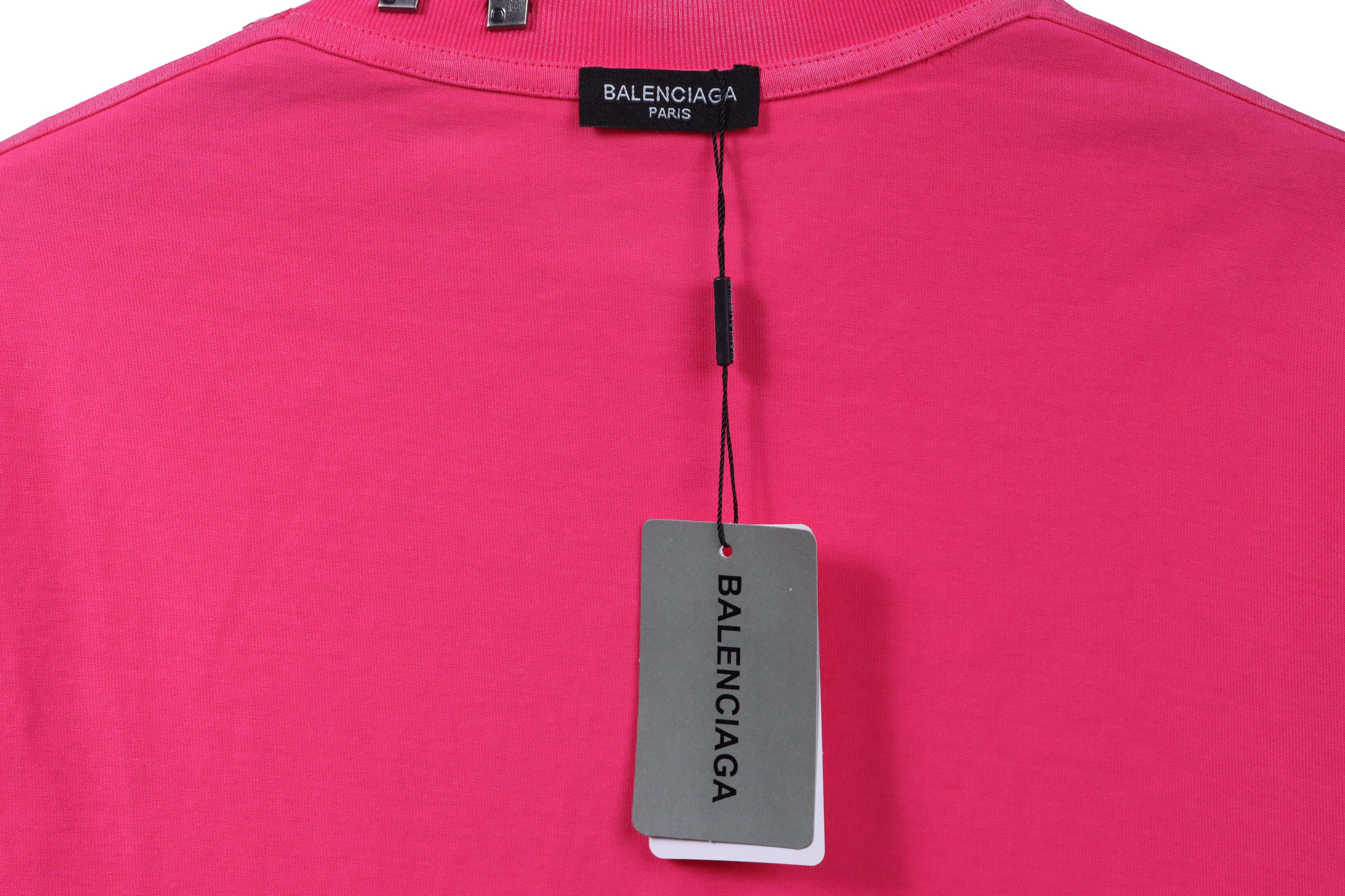 Balenciaga Rivet Pierced Washed Hole Short Sleeves Pink