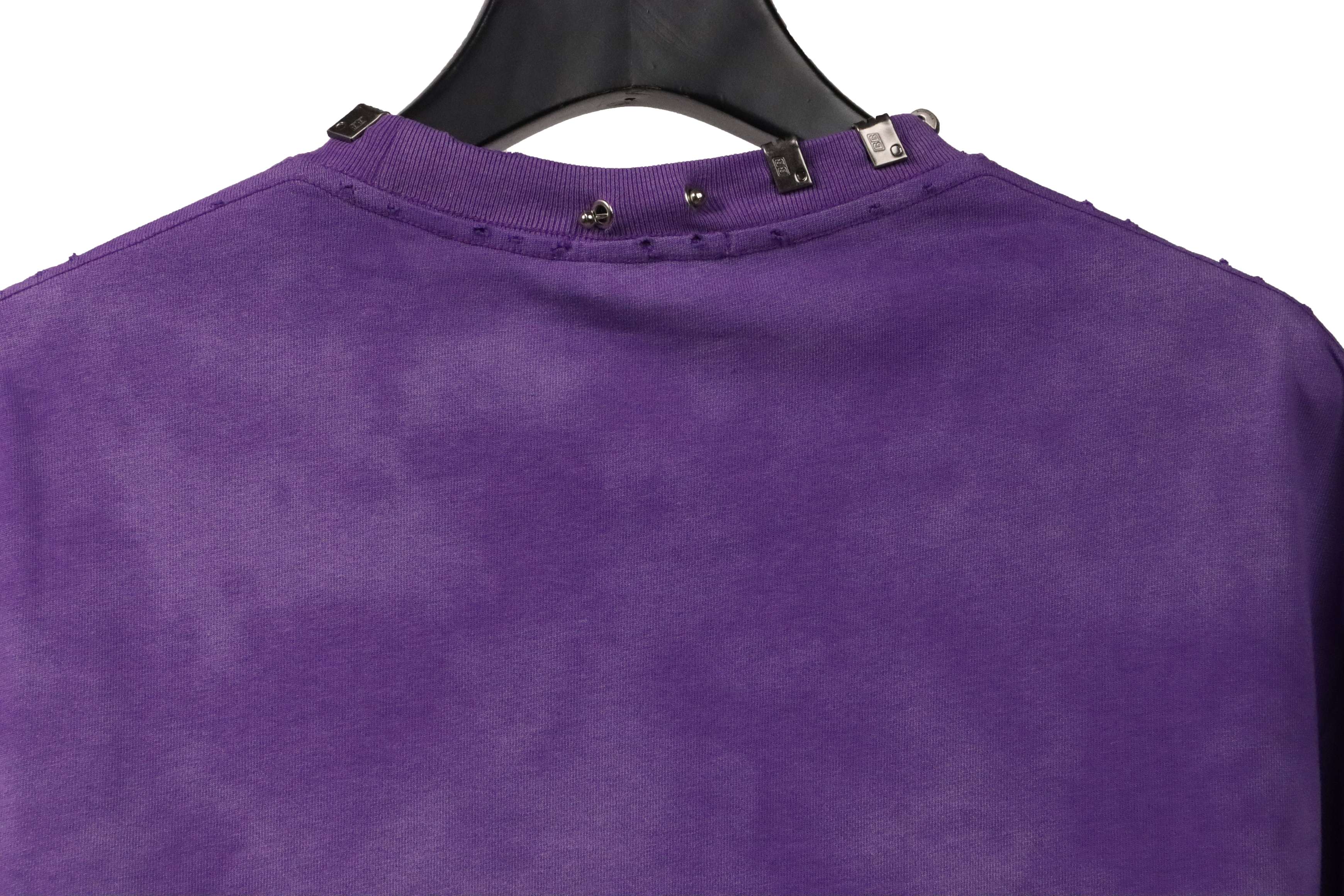 Balenciaga Rivet Pierced Washed Hole Short Sleeves Purple