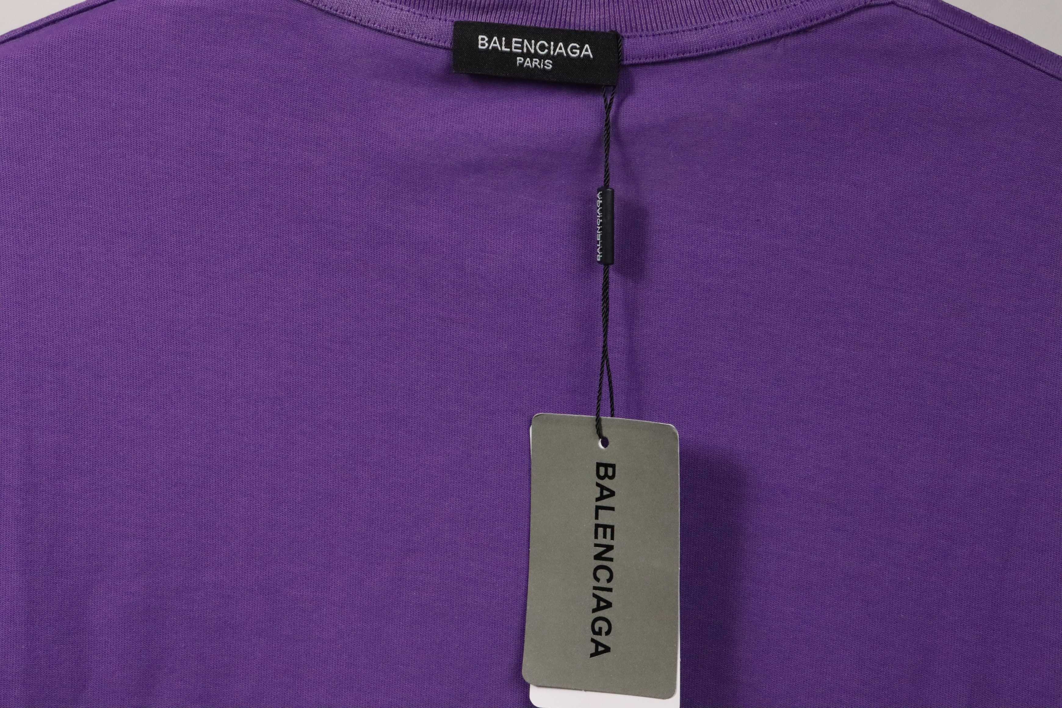 Balenciaga Rivet Pierced Washed Hole Short Sleeves Purple